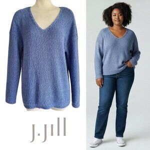 J.Jill Textured Open Weave Cotton Blend  Sweater Periwinkle Blue Size M